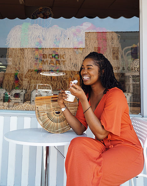 woman enjoying ice cream